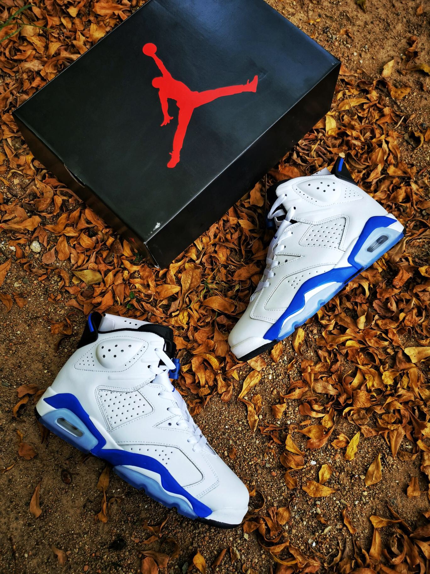Air Jordan 6 White Sport Blue Shoes